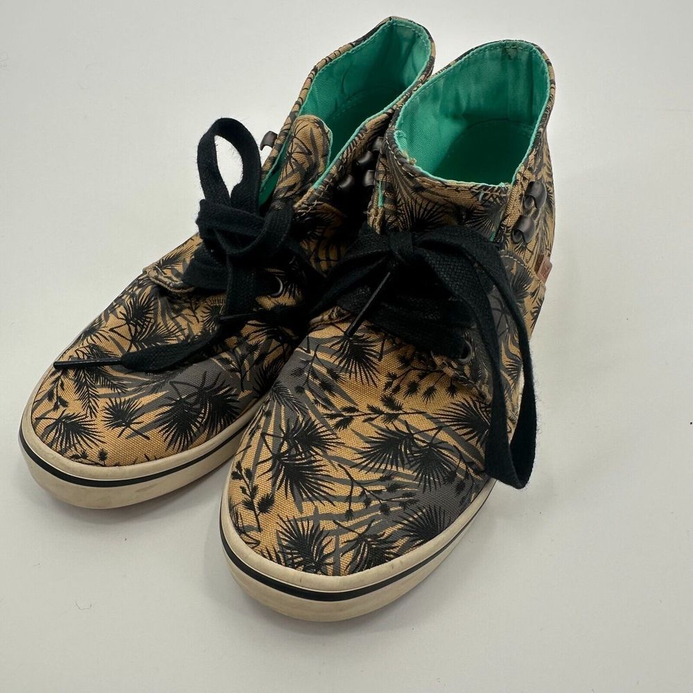 Vans Camryn Slim Sneaker Shoes‎ Women's US 6 Khaki Palm Tress Lace Up VN-OSDVEFH